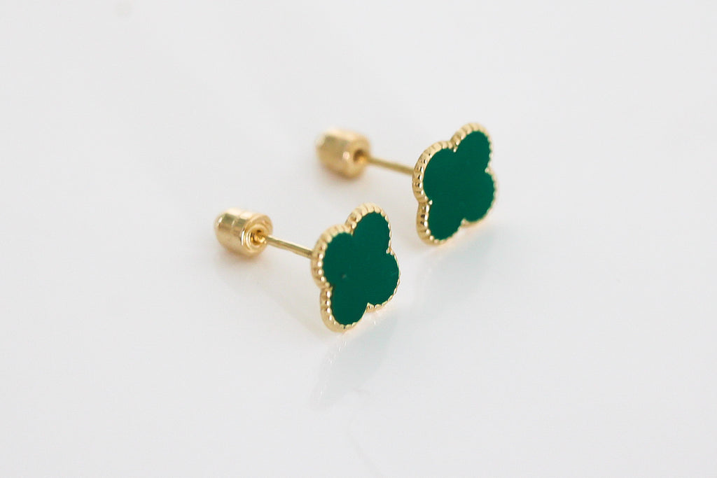 “Lucky Clover” Earrings – 14k Solid Gold