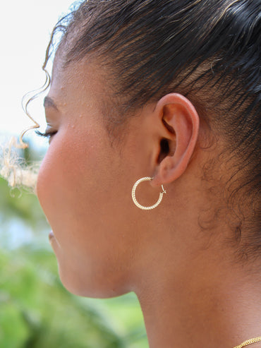 Mini Croissant Hoops – 10k Gold