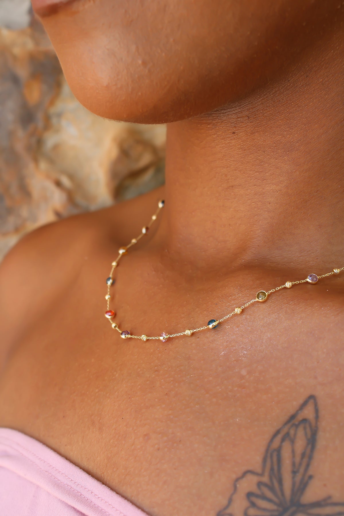 "Confetti Spark" Necklace - 14k Gold