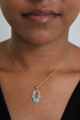 “Guardian Hamsa Eye” Pendant – 14K Gold