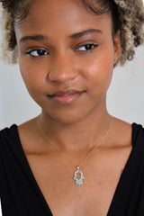 “Guardian Hamsa Eye” Pendant – 14K Gold