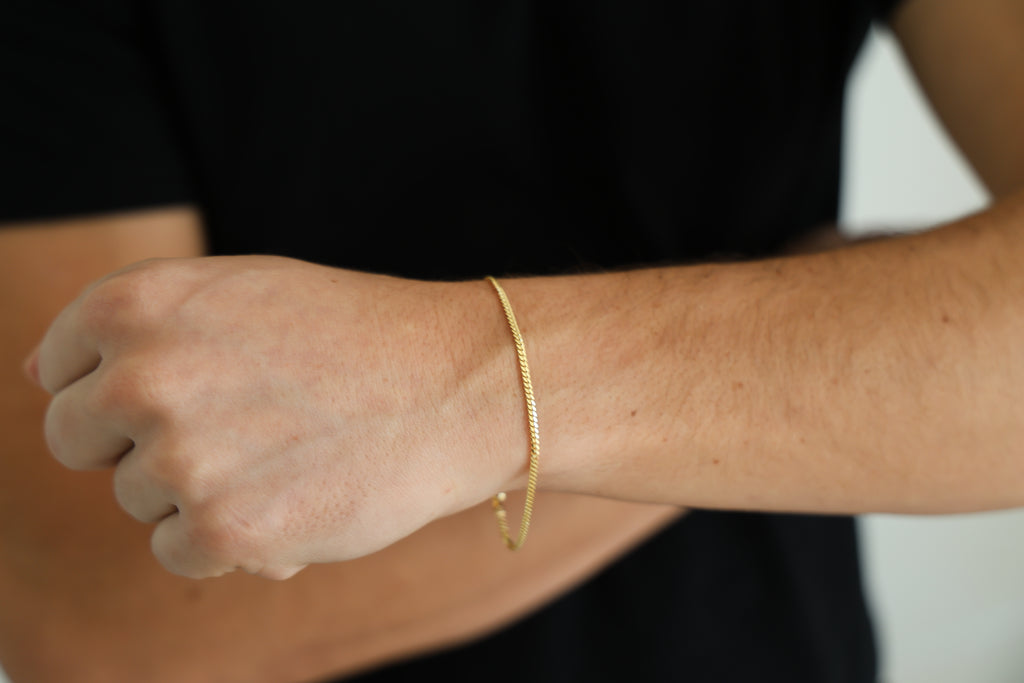 “Minimal Cuban” Bracelet – 14k Solid Gold
