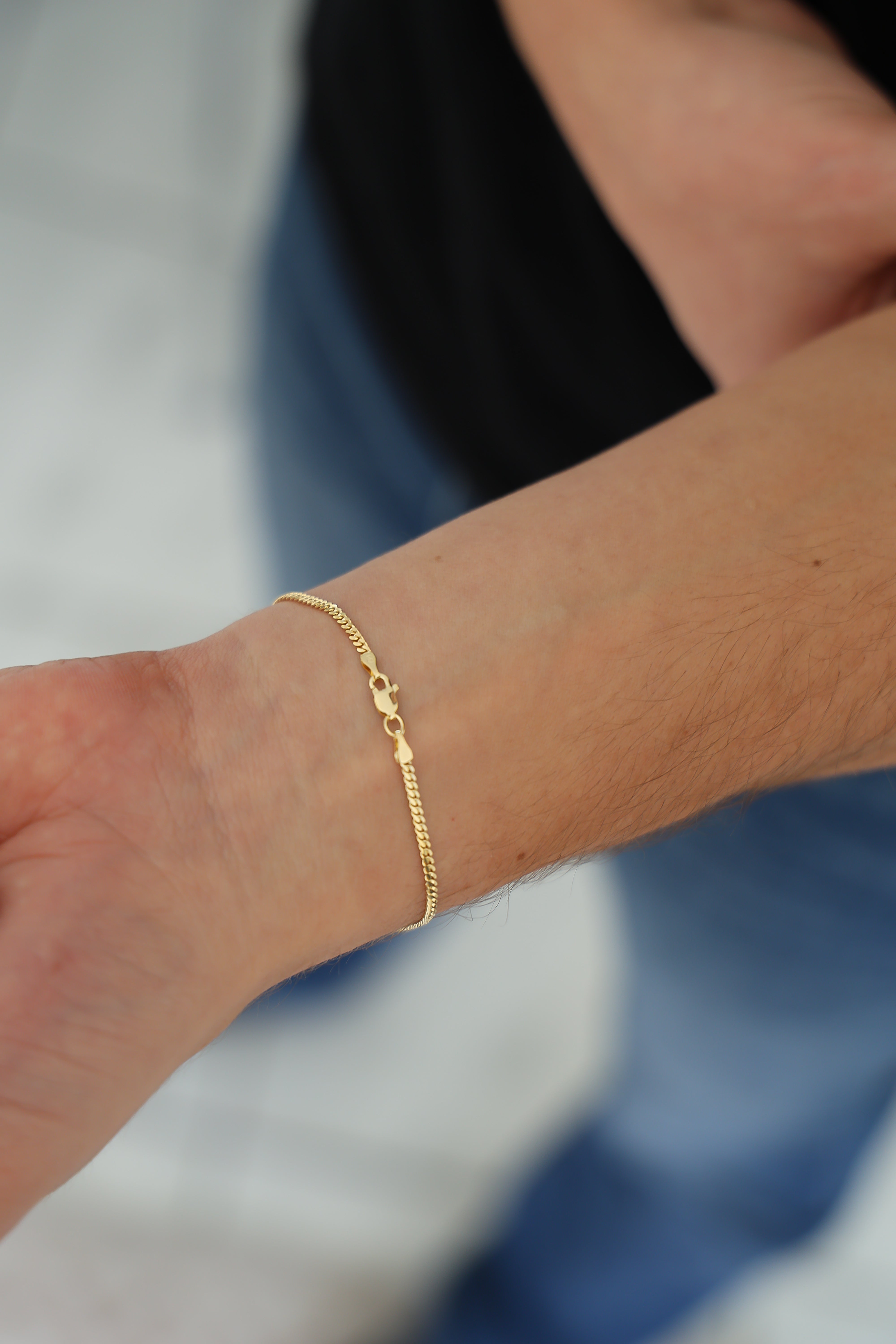 “Minimal Cuban” Bracelet – 14k Solid Gold