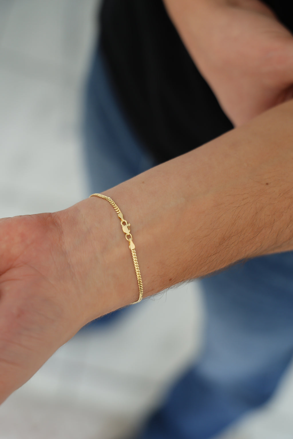 “Minimal Cuban” Bracelet – 14k Solid Gold