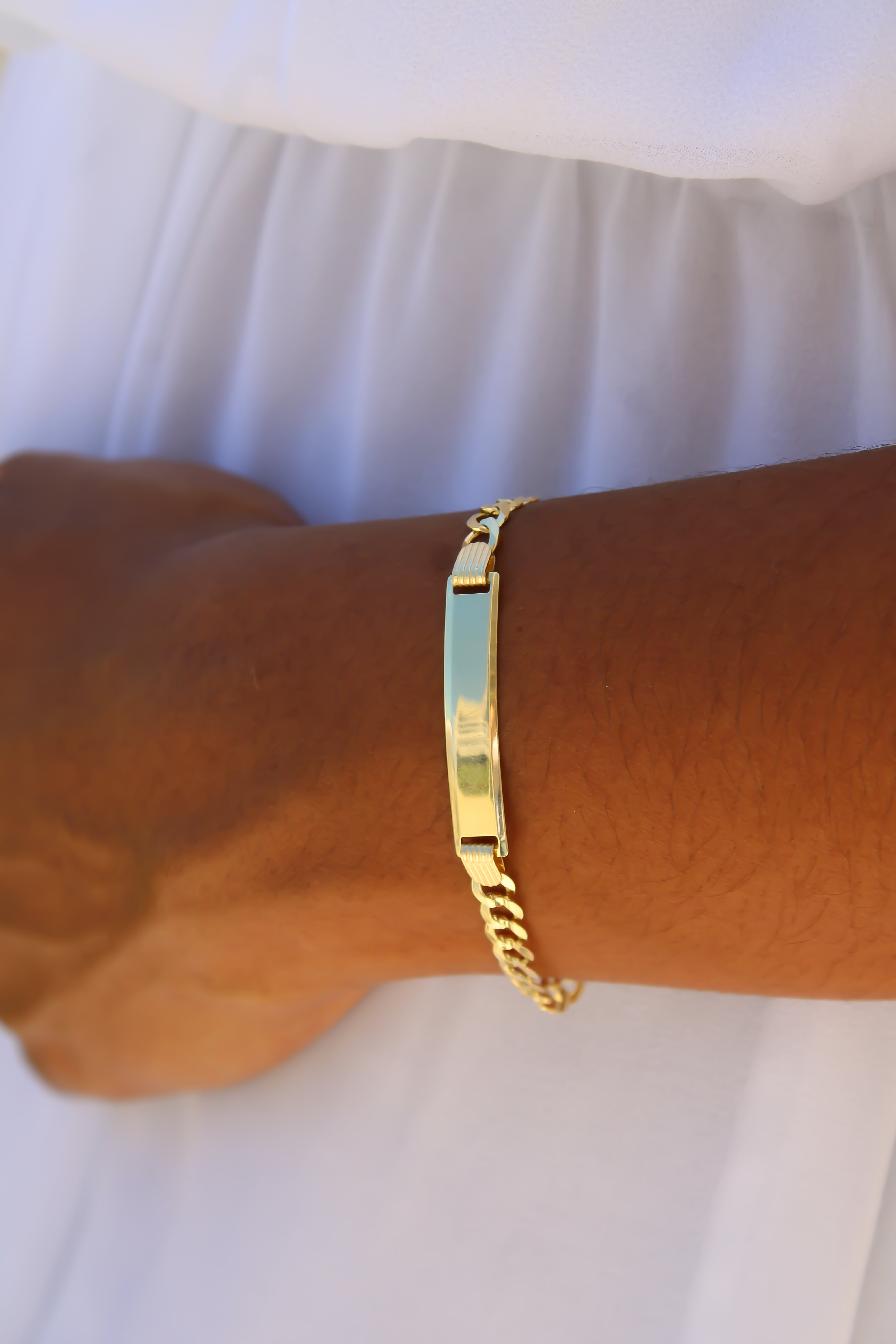 “Name Tag Cuban Bracelet” – 14k Solid Gold