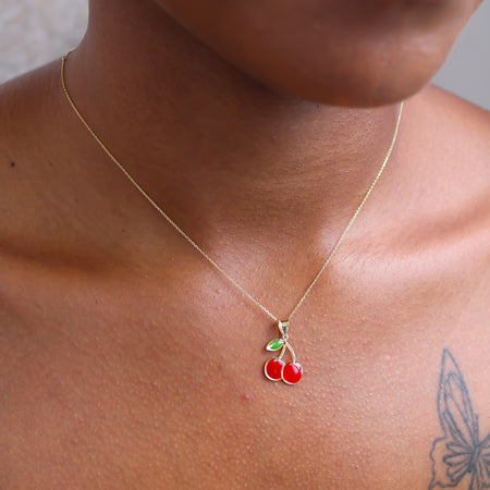 “Sweet Cherry” Pendant – 14k Solid Gold