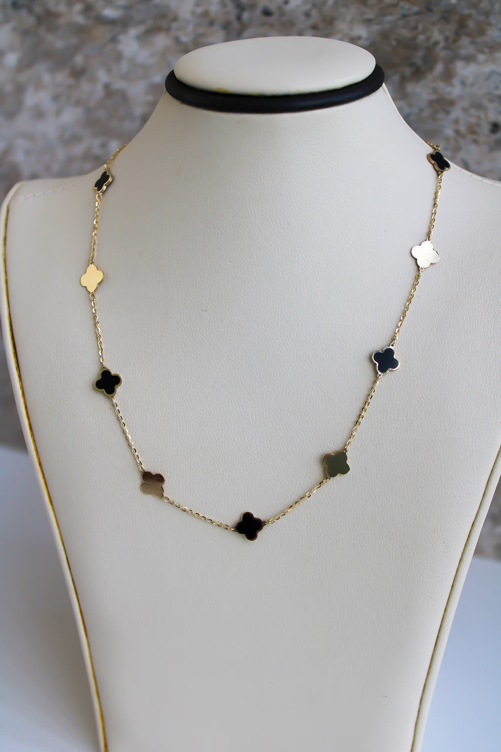 “Lucky Duo” Clover Necklace – 14k Solid Gold