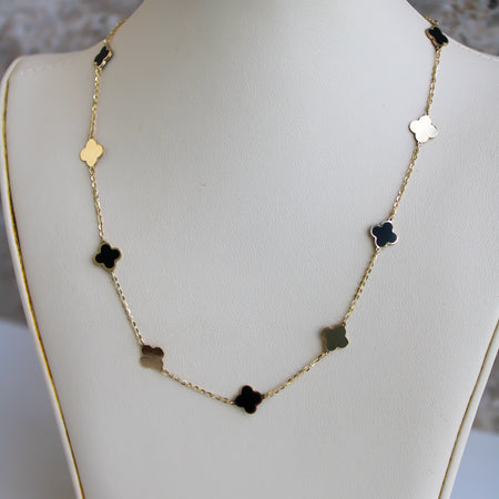 “Lucky Duo” Clover Necklace – 14k Solid Gold