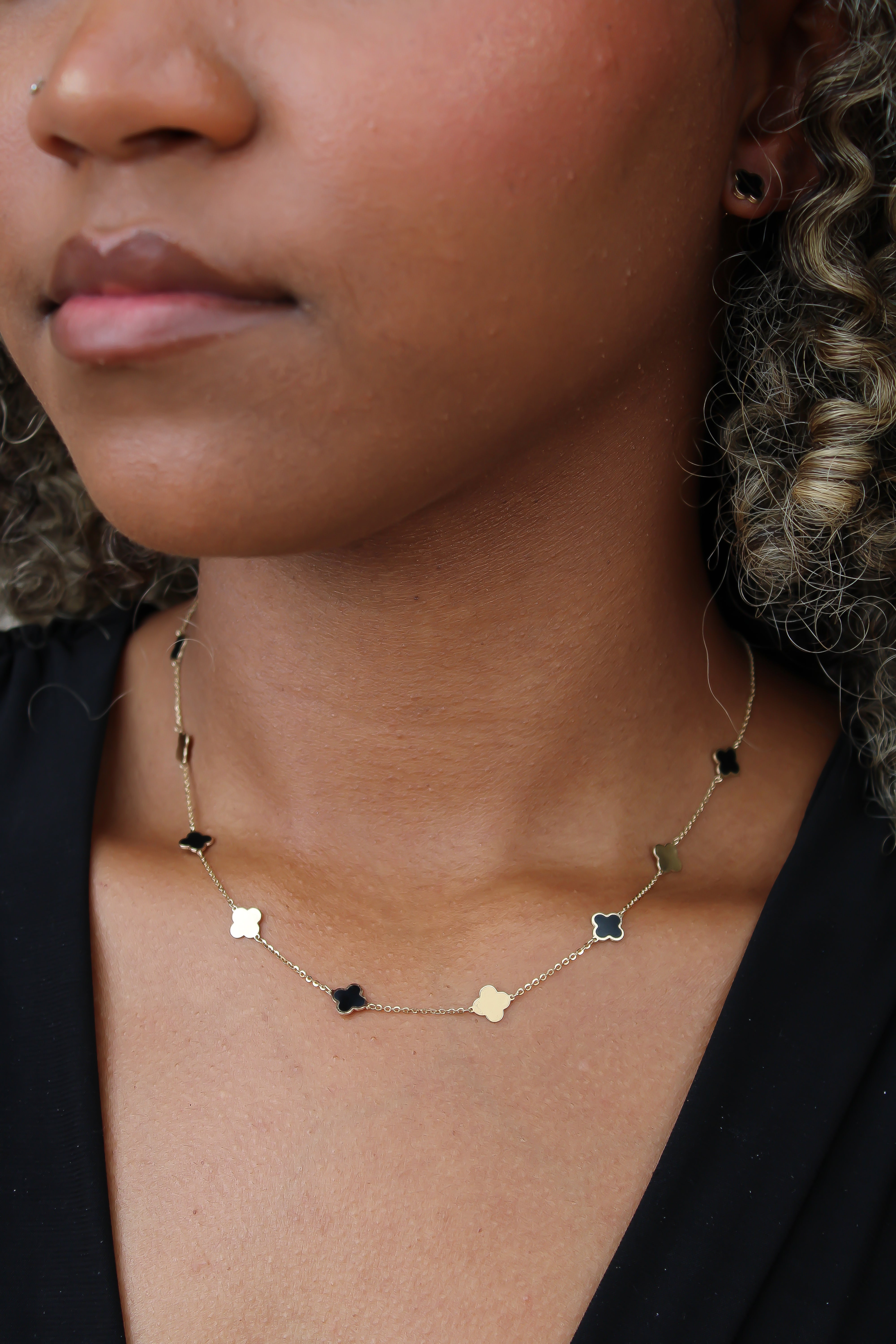 “Lucky Duo” Clover Necklace – 14k Solid Gold