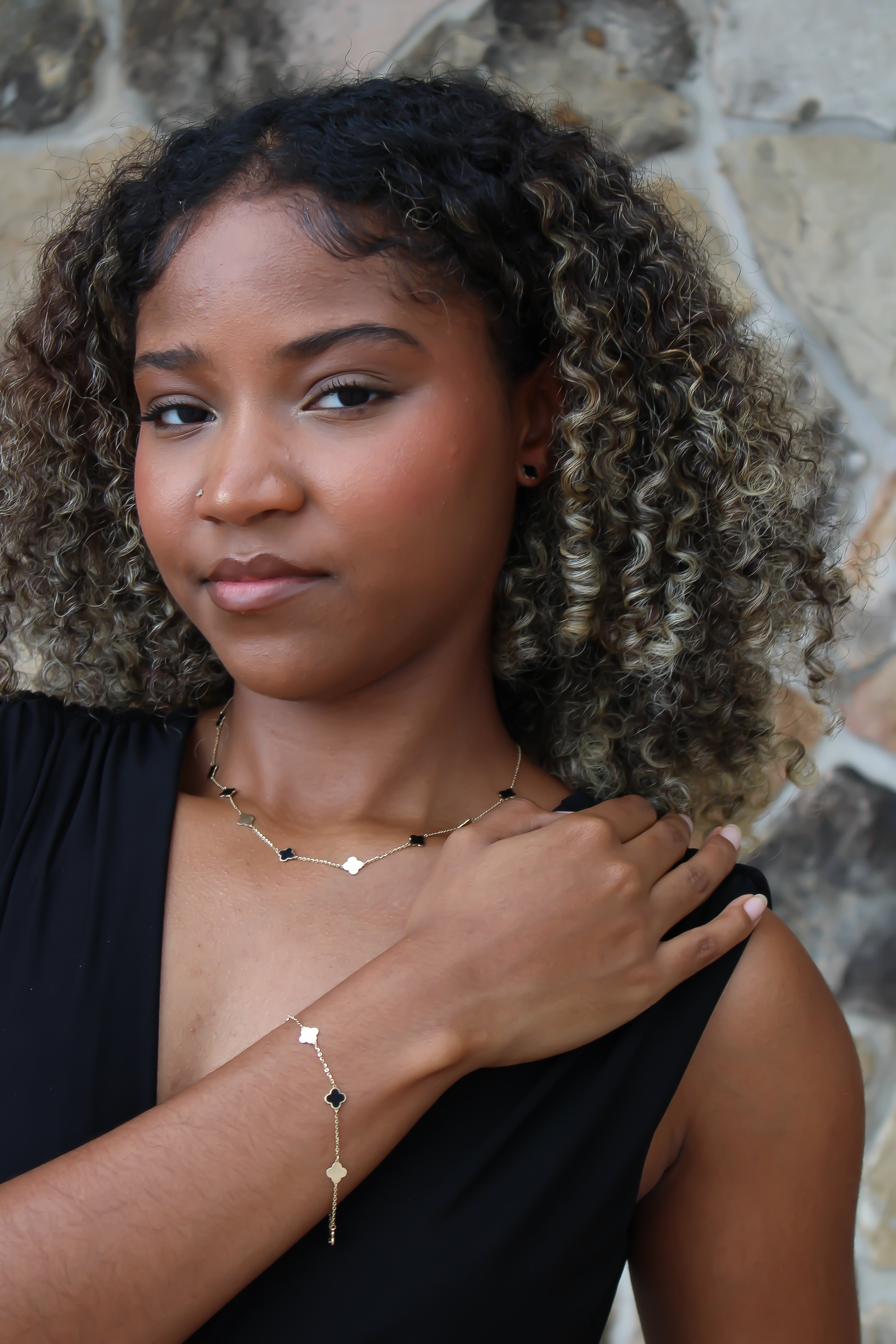 “Lucky Duo” Clover Bracelet – 14k Solid Gold