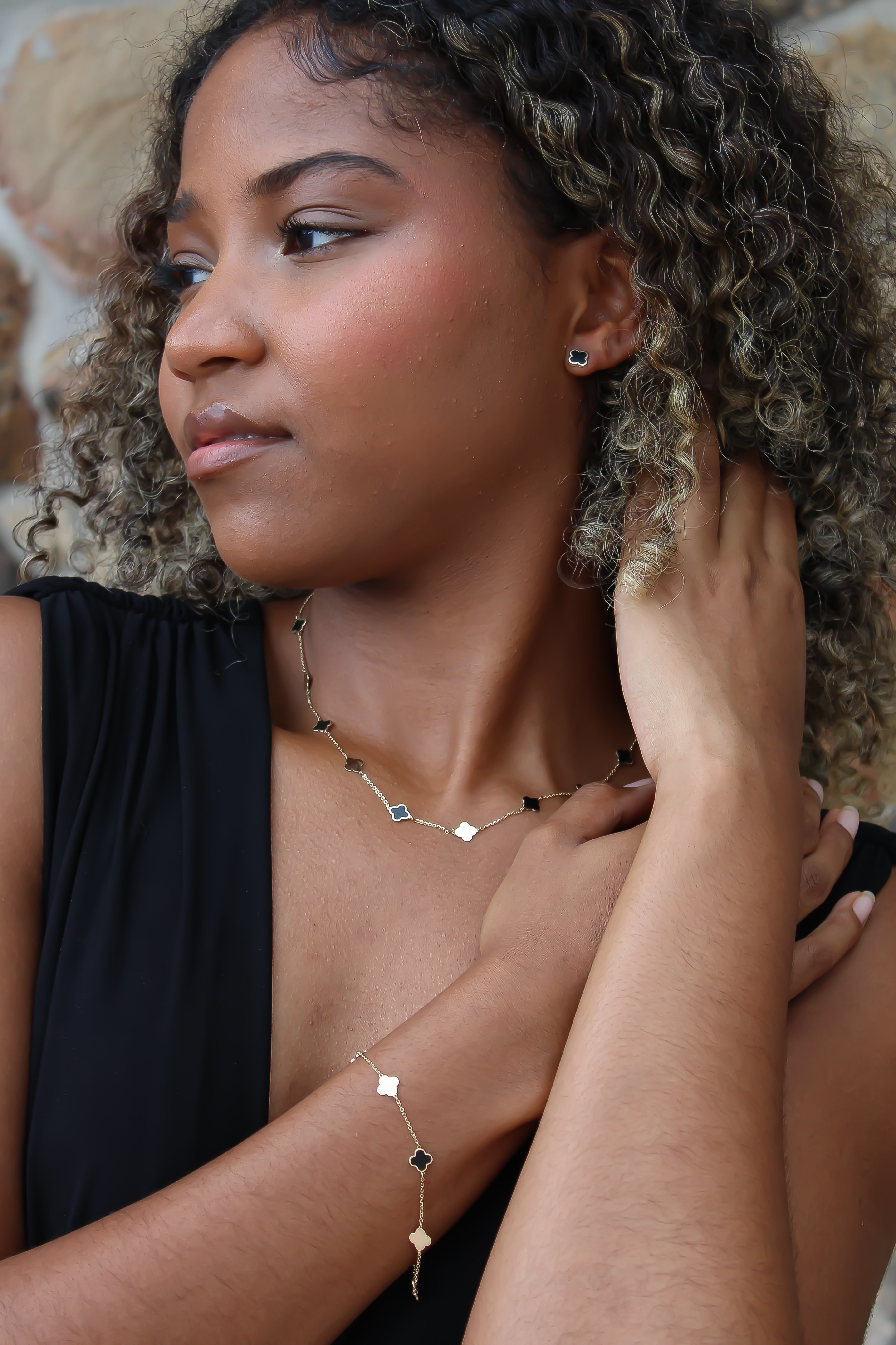 “Lucky Duo” Clover Bracelet – 14k Solid Gold