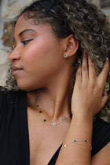 “Lucky Clover” Necklace – 14k Gold & Black Enamel