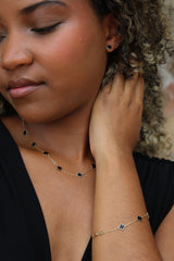 “Lucky Clover” Bracelet – 14k Gold & Black Enamel