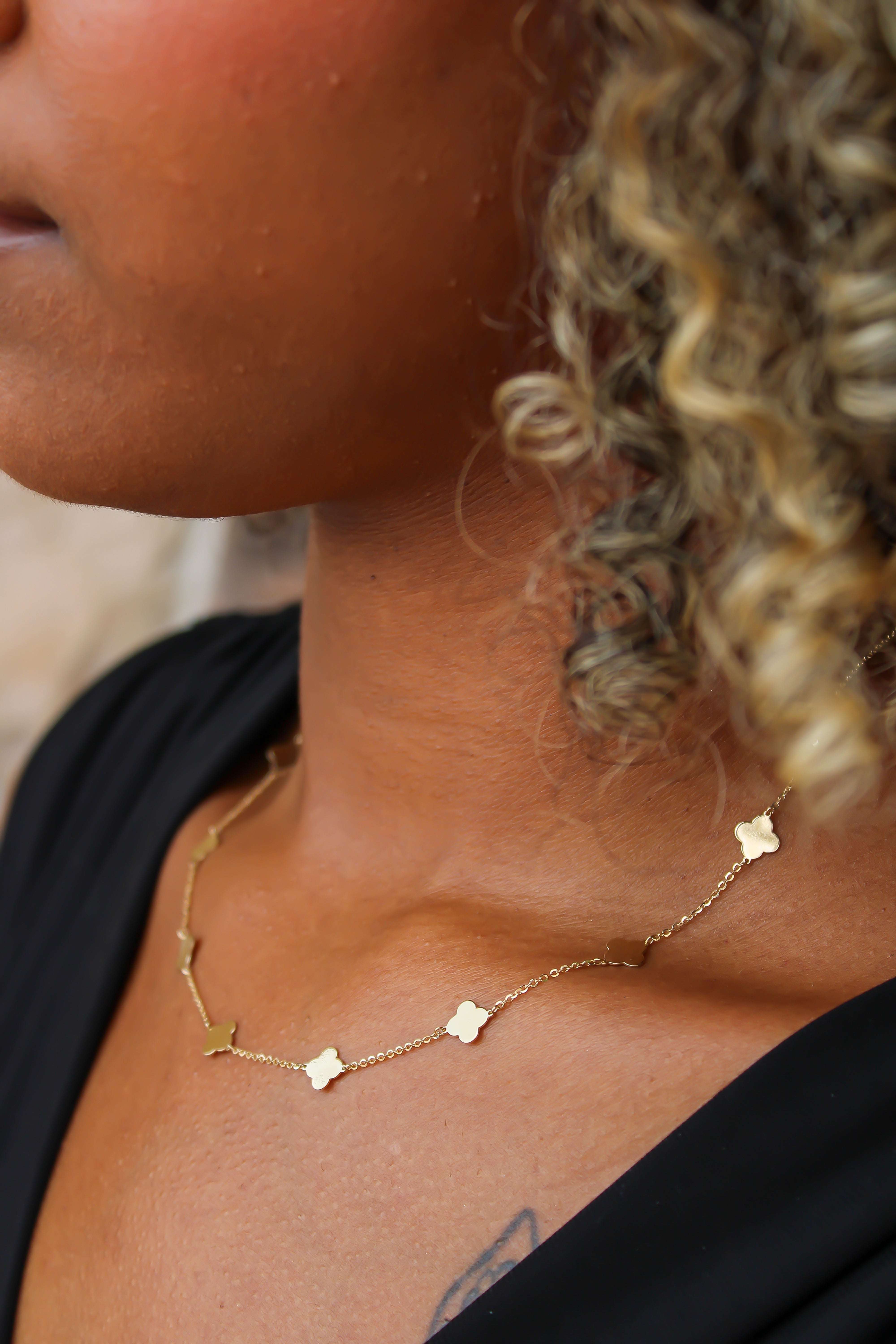 “Everyday Clover” Necklace – 14k Solid Gold