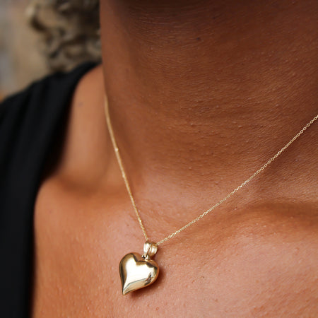“Puffed Heart” Pendant – 10k Solid Gold