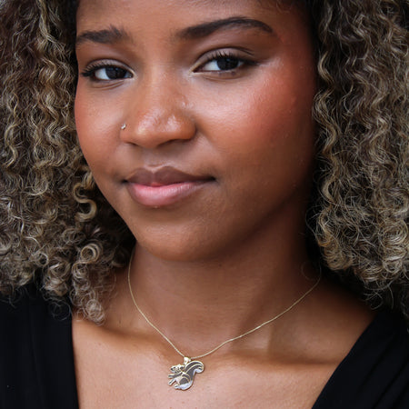 “Forest Friend” Squirrel Charm – 14k Solid Gold