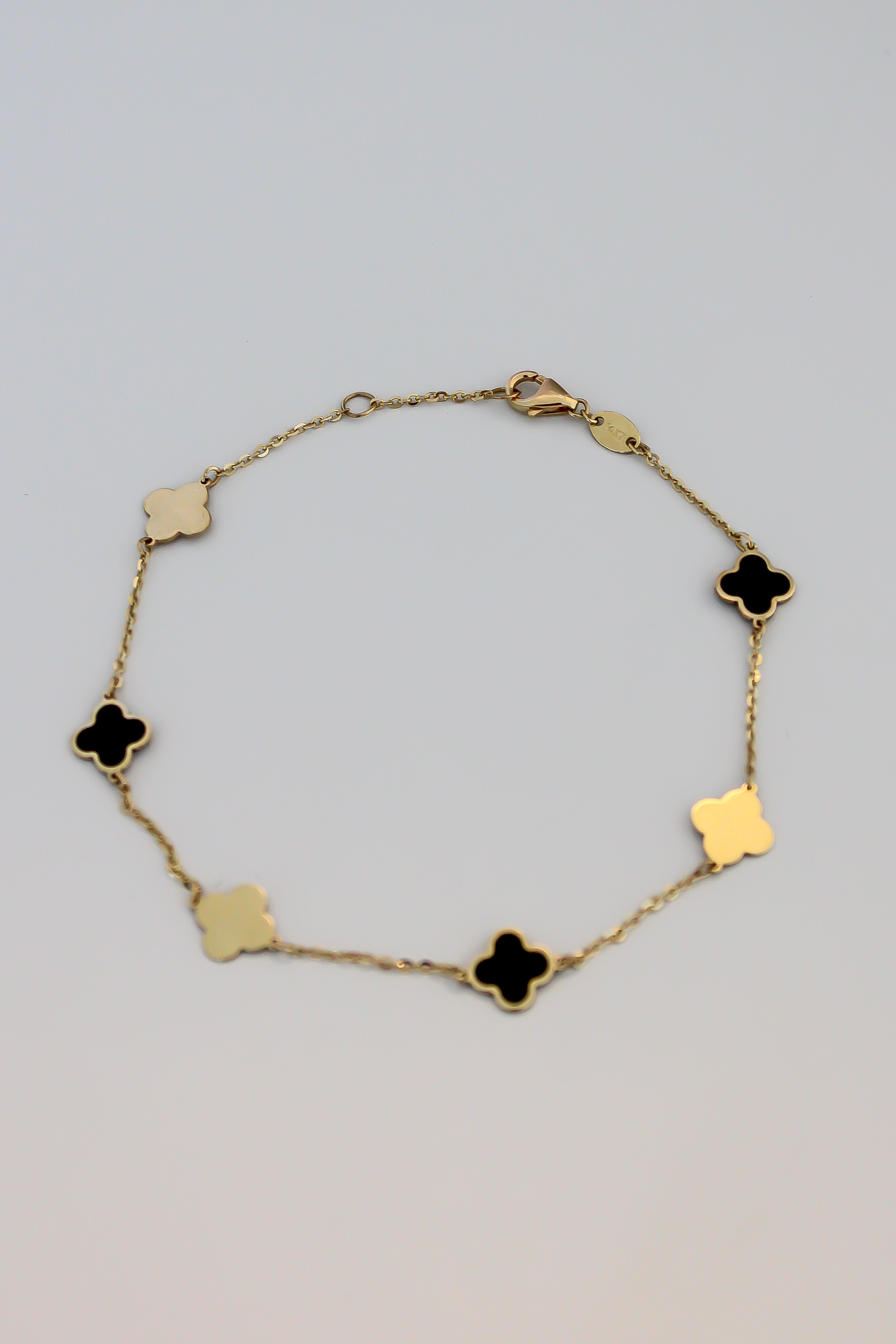 “Lucky Duo” Clover Bracelet – 14k Solid Gold