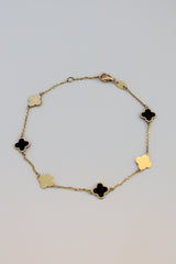 “Lucky Duo” Clover Bracelet – 14k Solid Gold