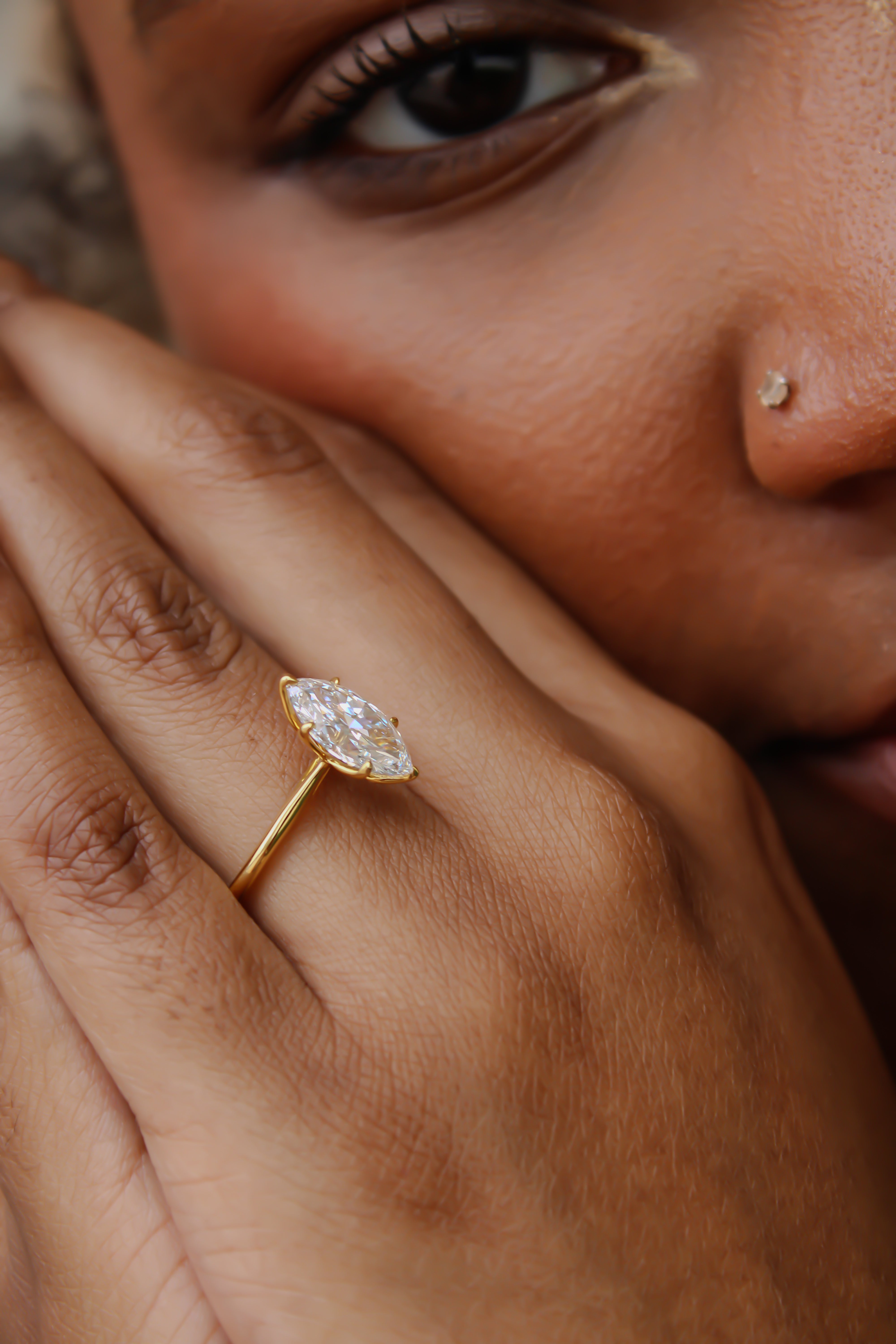 “Signature Marquise” Engagement Ring – 1 CT or 2 CT Lab Diamond