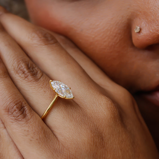 “Signature Marquise” Engagement Ring – 1 CT or 2 CT Lab Diamond
