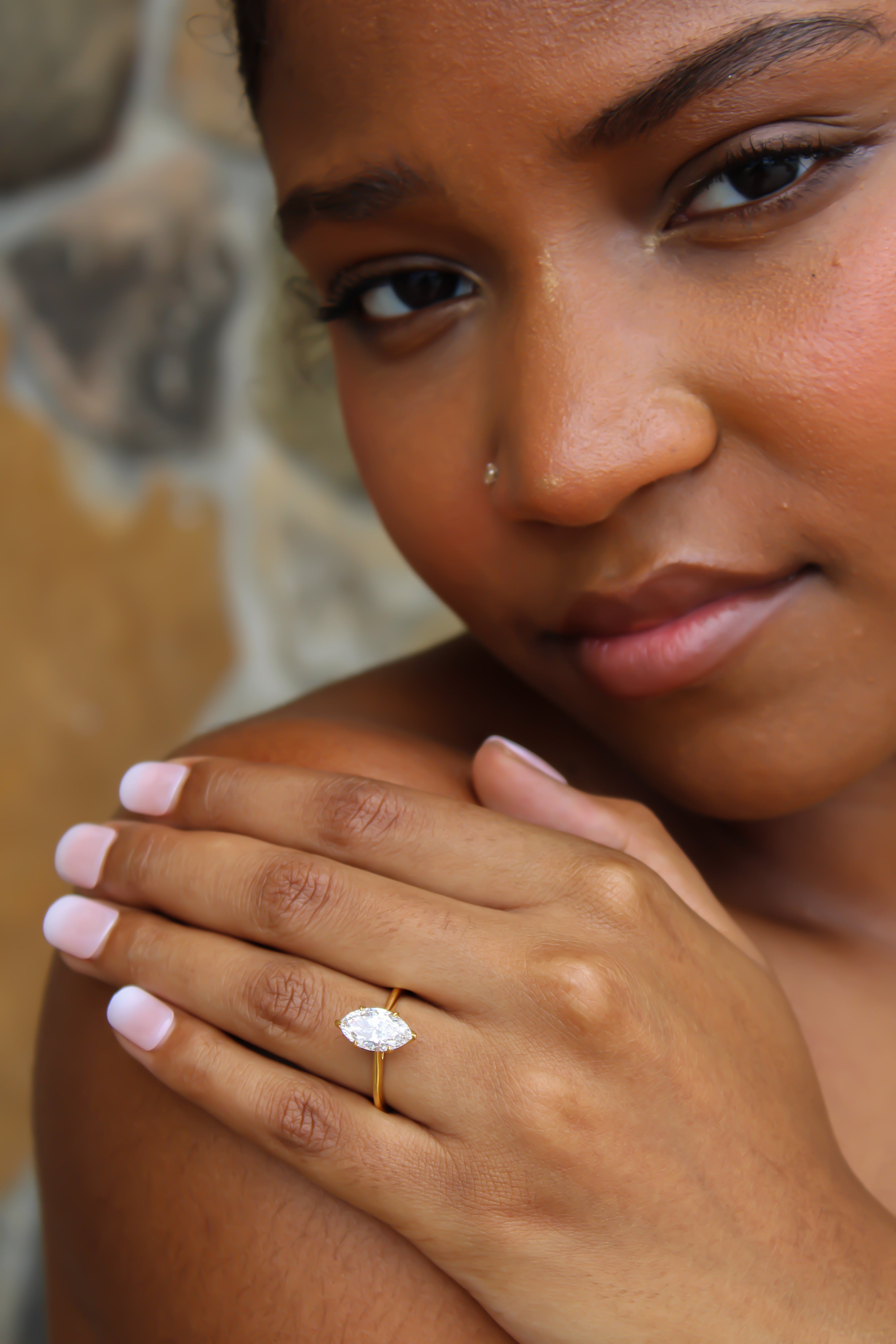 “Signature Marquise” Engagement Ring – 1 CT or 2 CT Lab Diamond