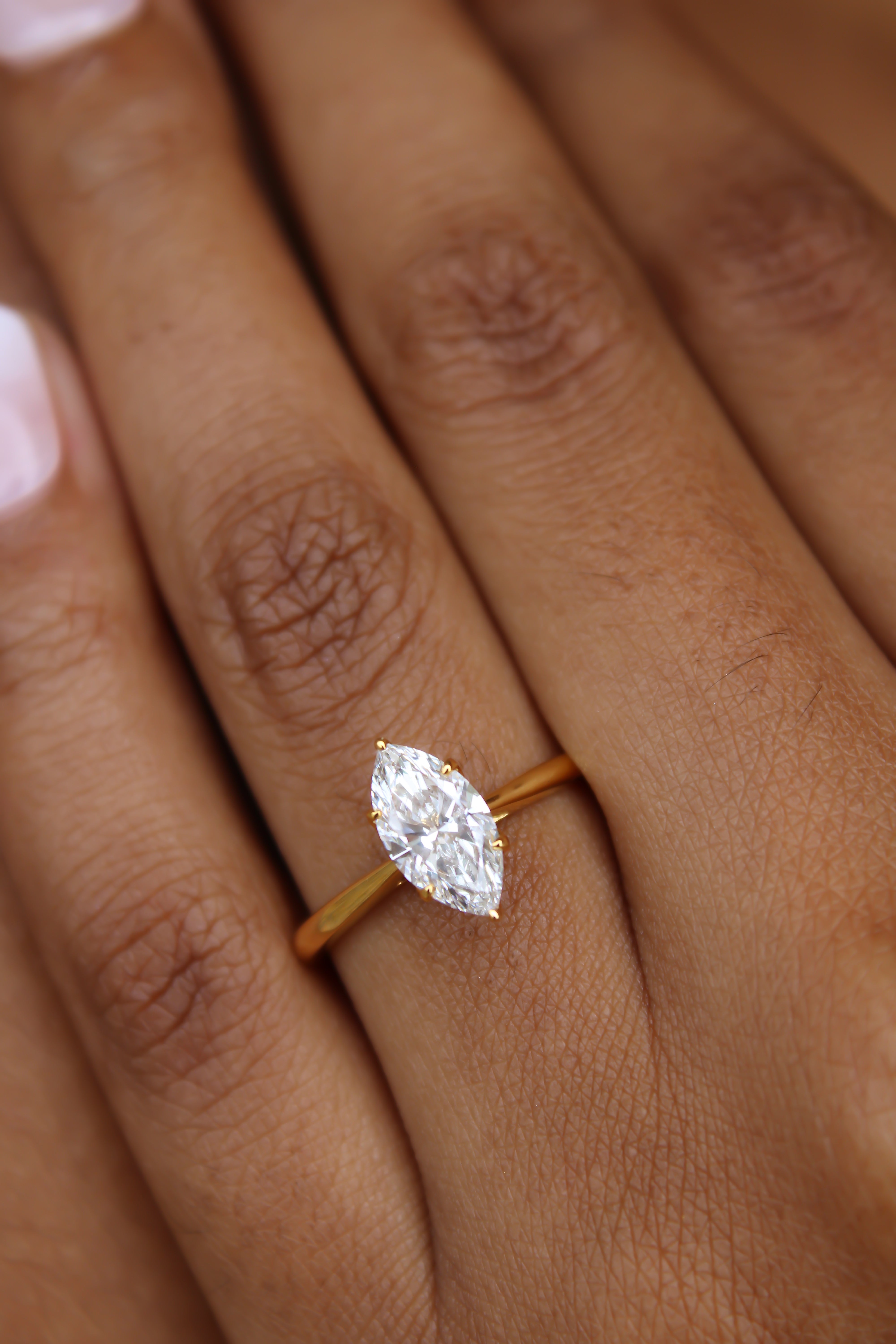 “Signature Marquise” Engagement Ring – 1 CT or 2 CT Lab Diamond