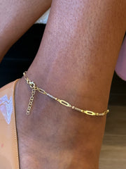 “Two-Tone Cable” Anklet – 10k Solid Gold