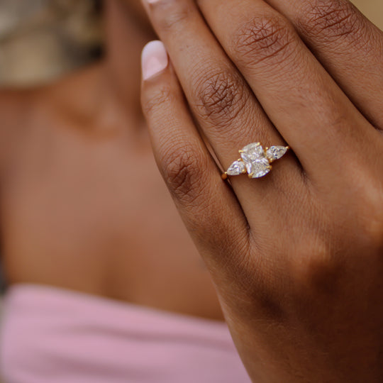 “Golden Cushion” Engagement Ring – 1.04 CT Lab Diamond