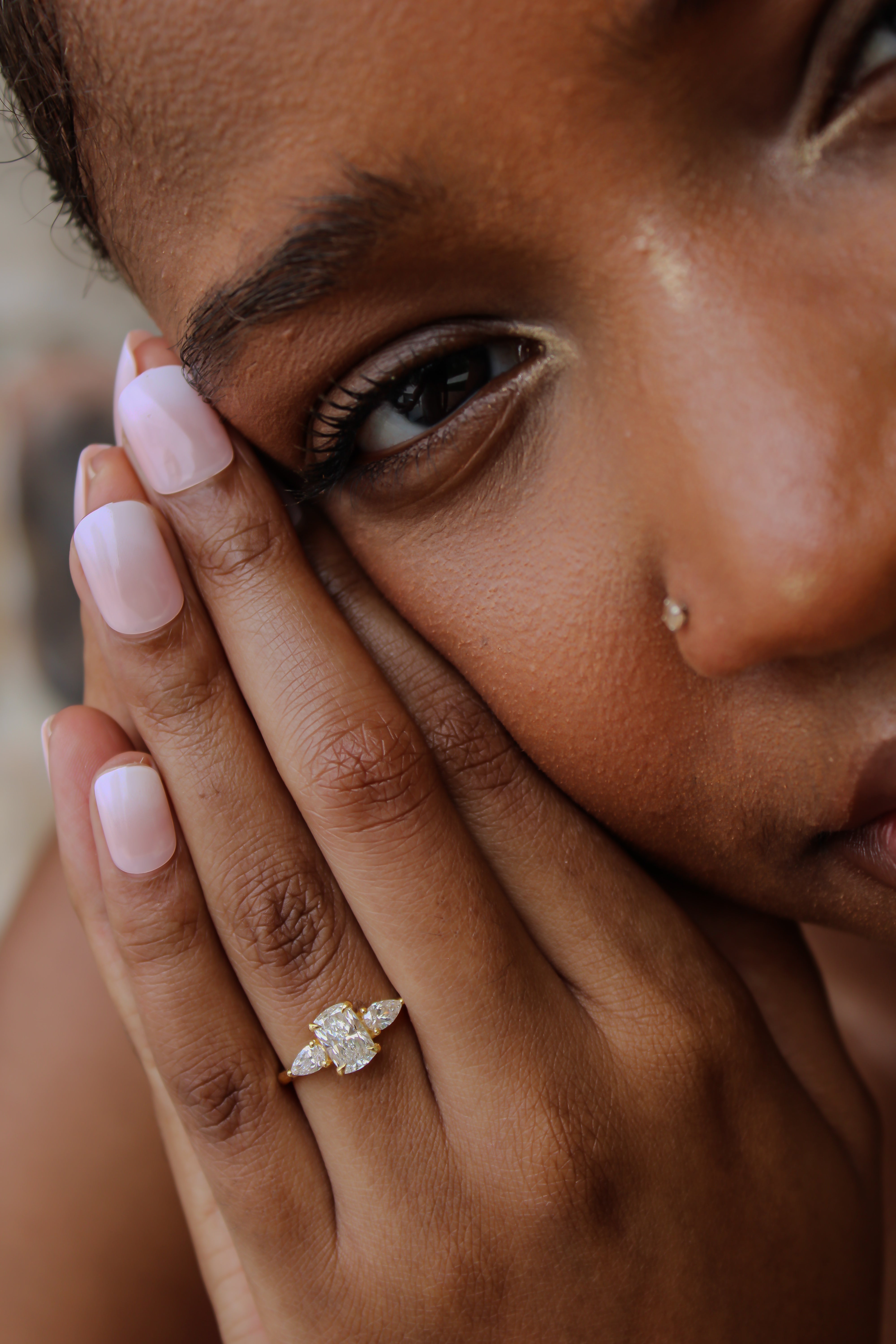 “Golden Cushion” Engagement Ring – 1.04 CT Lab Diamond