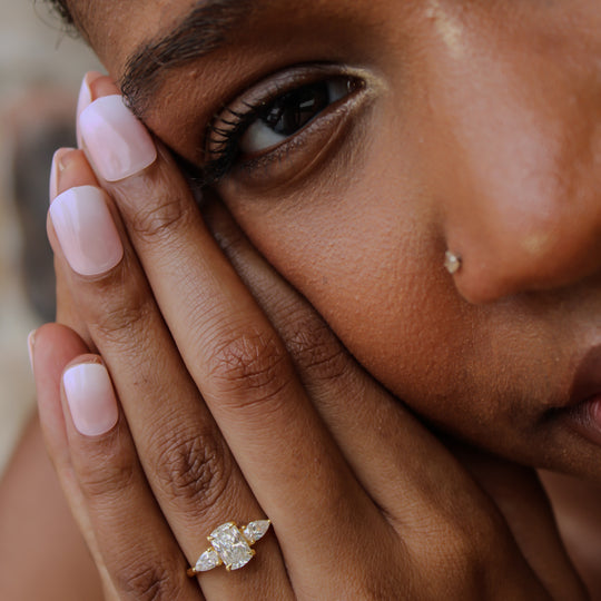 “Golden Cushion” Engagement Ring – 1.04 CT Lab Diamond