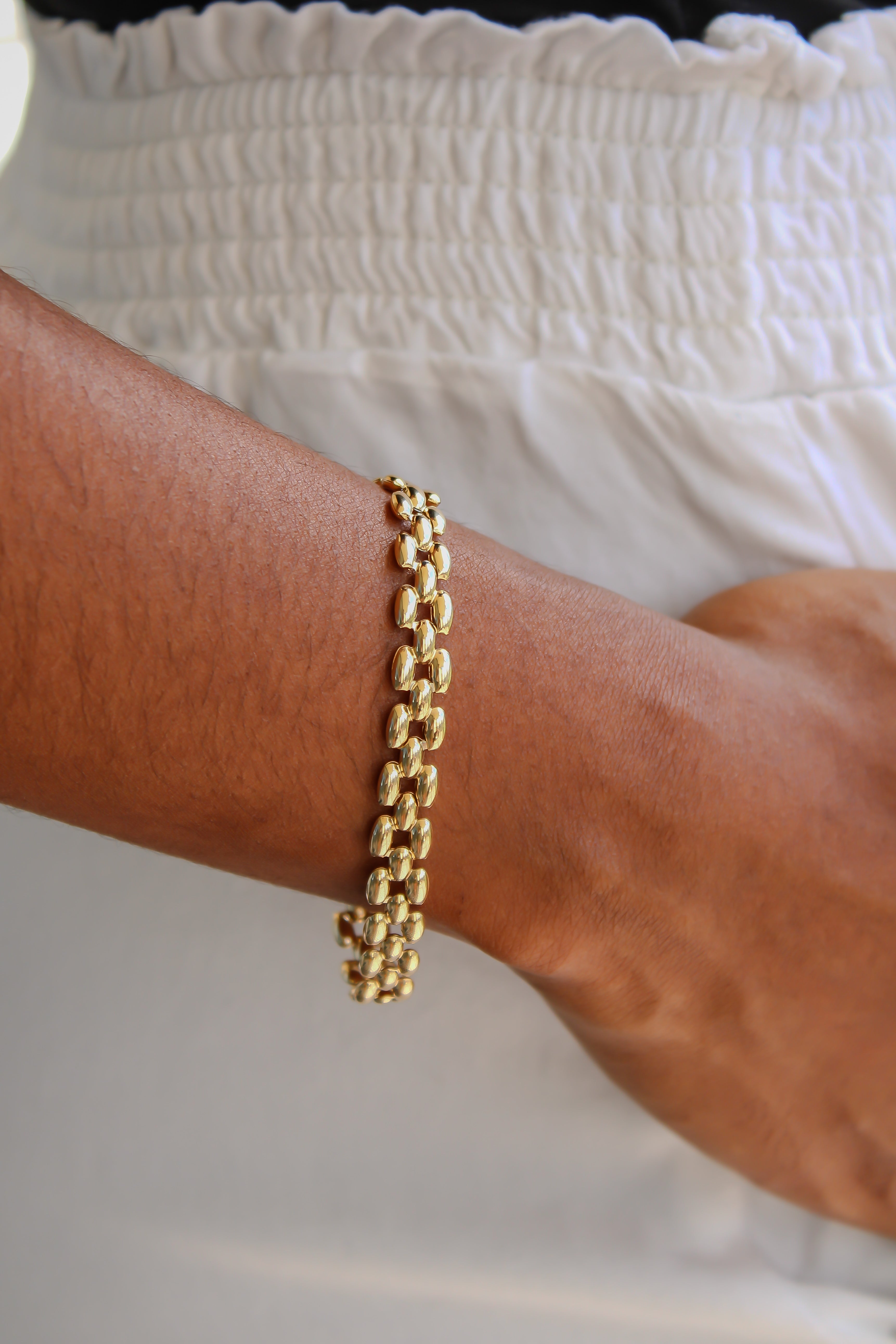 Panther Link” Bracelet – 14k Solid Gold