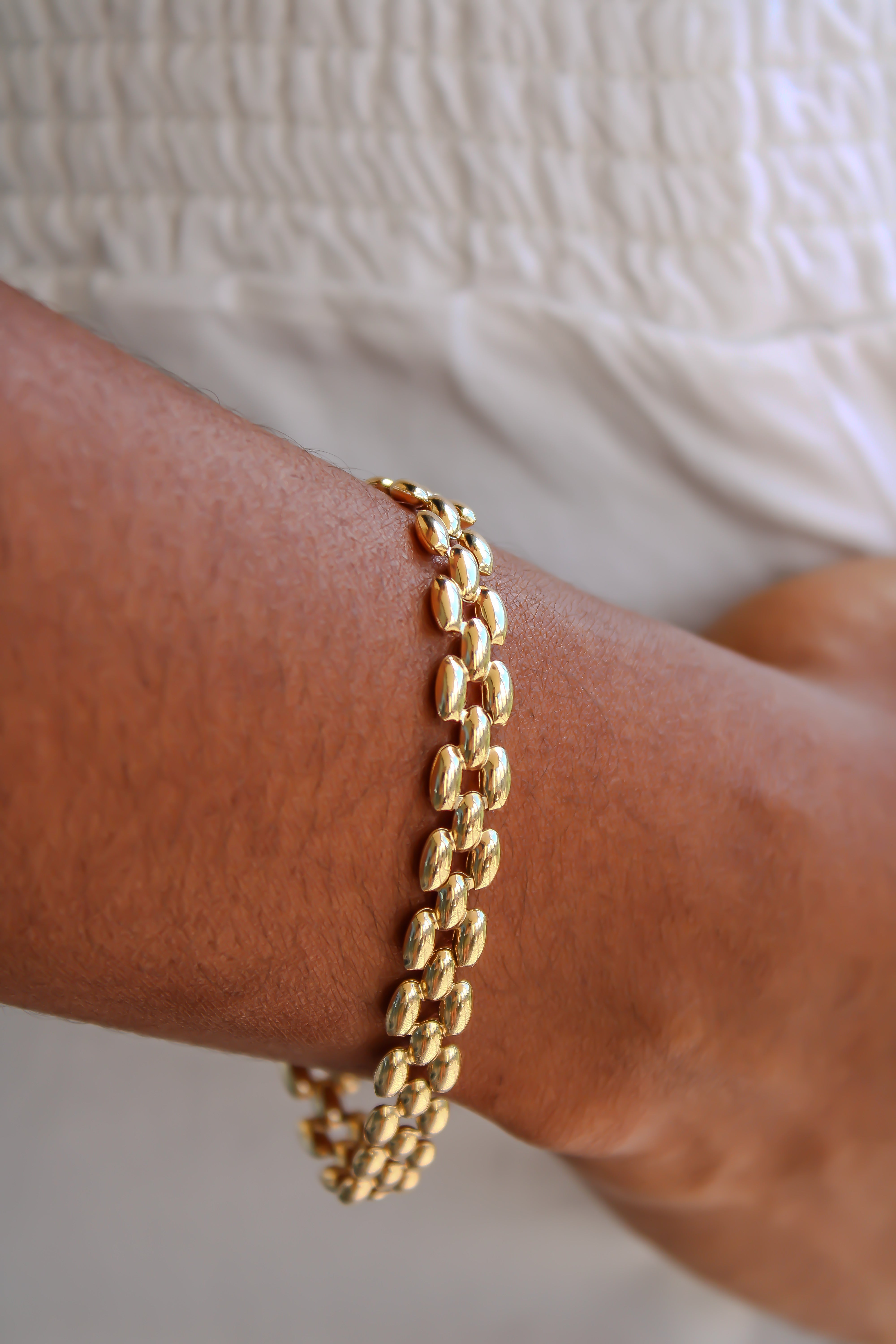 Panther Link” Bracelet – 14k Solid Gold