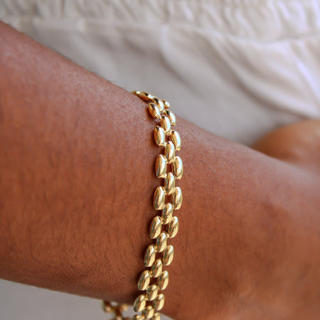 Panther Link” Bracelet – 14k Solid Gold