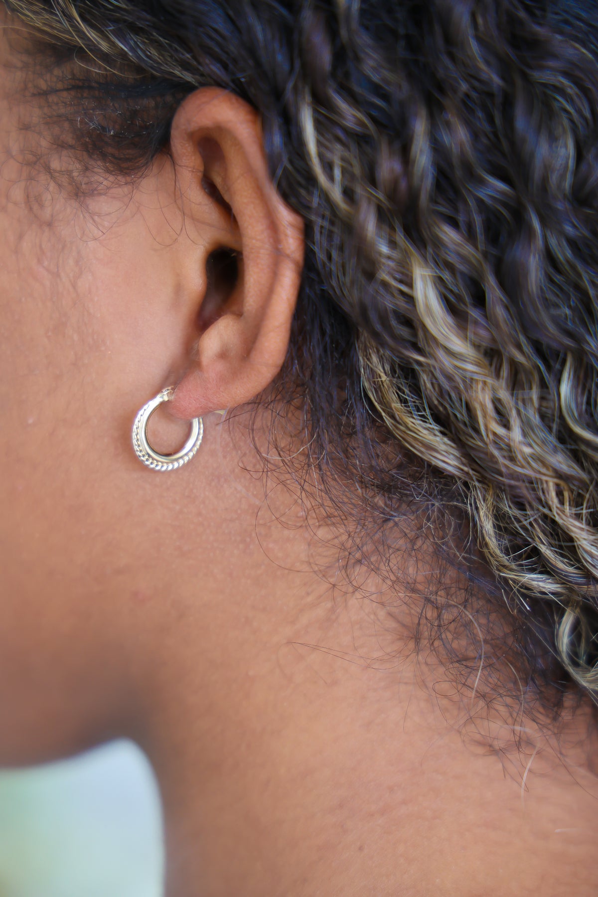 “Tiny Texture Hoops” – 10k or 14k Solid Gold