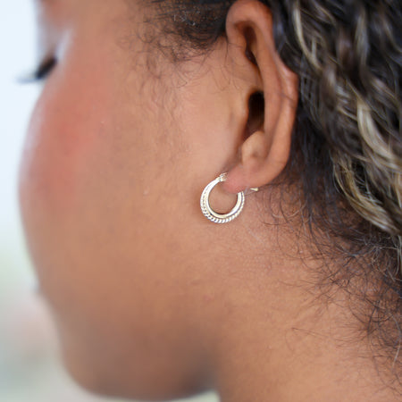 “Tiny Texture Hoops” – 10k or 14k Solid Gold
