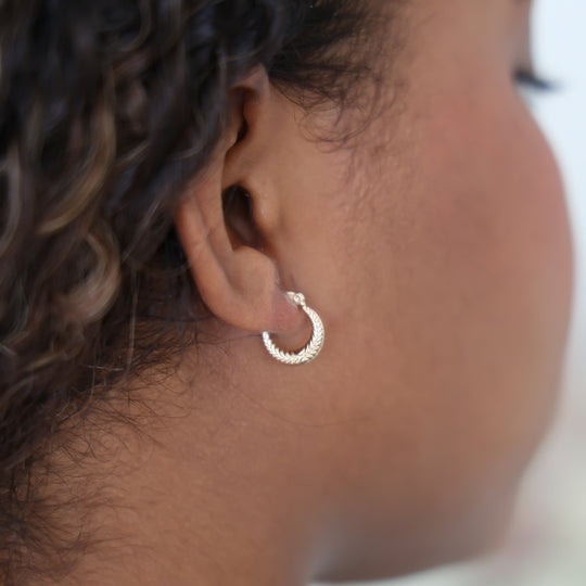 “Mini Braided Hoops” – 10k or 14k Solid Gold