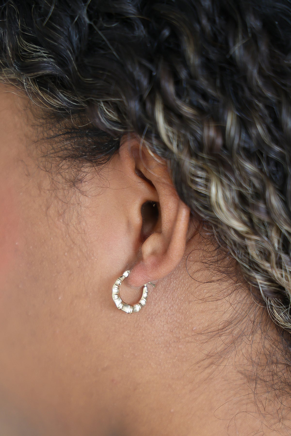 “Mini Bamboo Hoops” – 10k or 14kSolid Gold