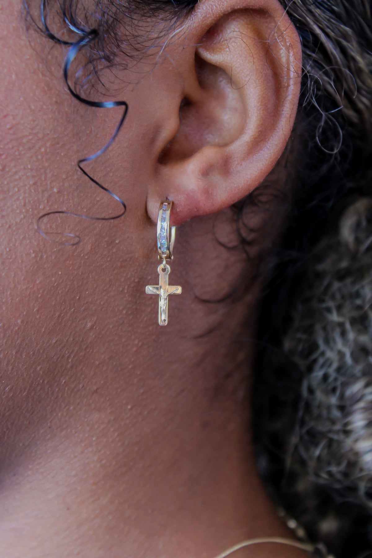 “Divine Cross” Earrings - 14k Gold