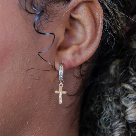 “Divine Cross” Earrings - 14k Gold