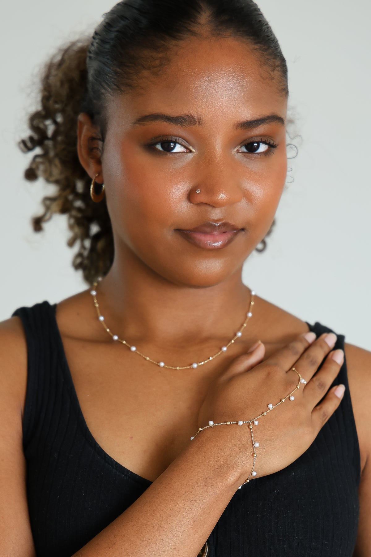 “Classic Pearl Hand Chain” – 14k Solid Gold