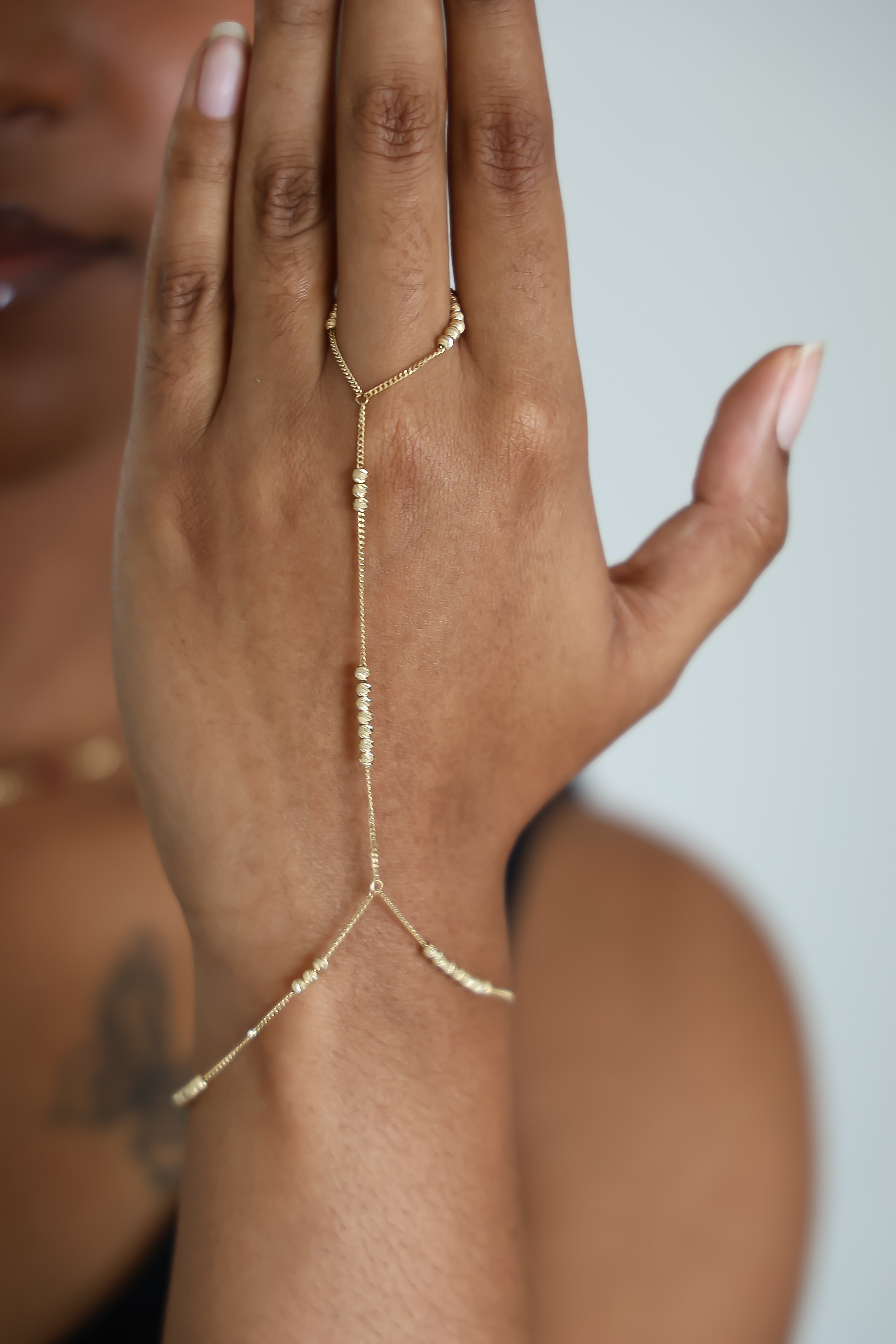 “Dainty Hand Chain” – 14k Solid Gold