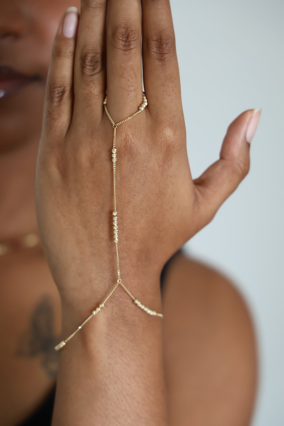 “Dainty Hand Chain” – 14k Solid Gold