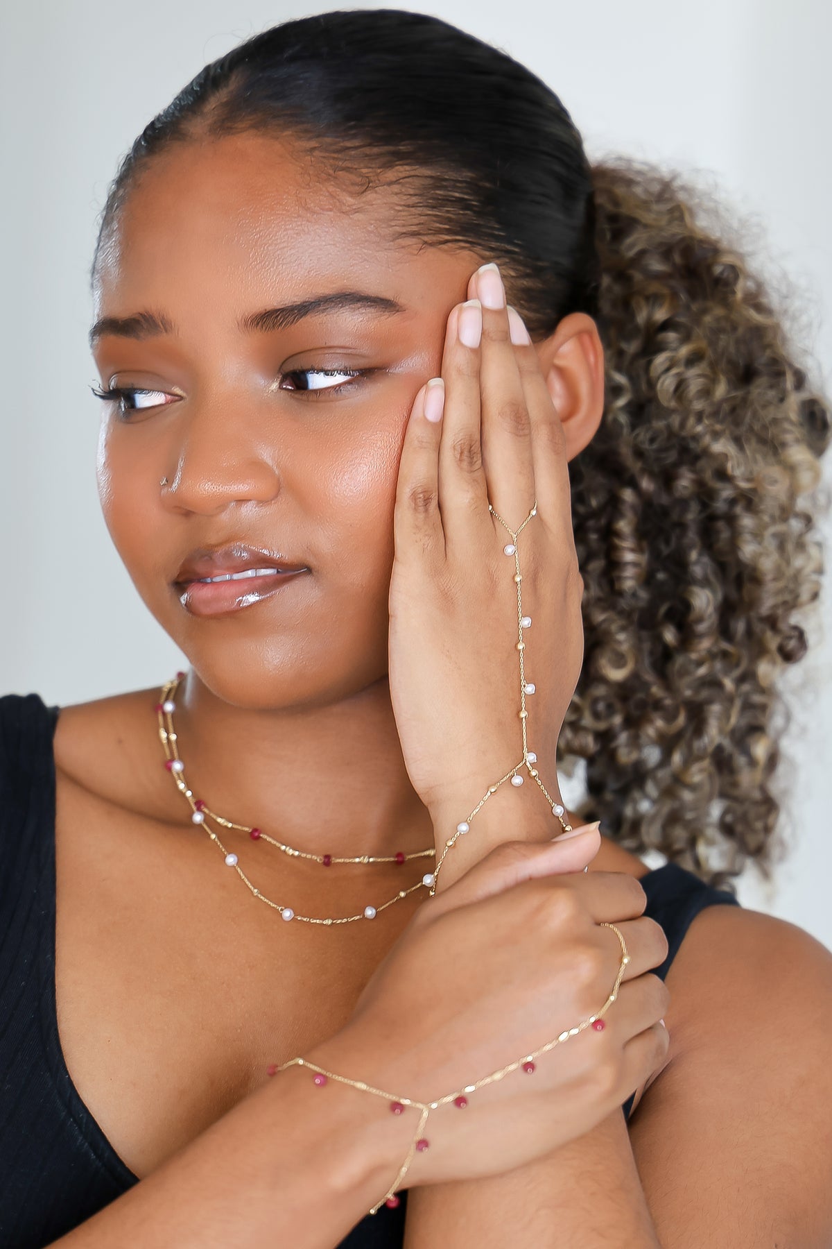 “Classic Pearl Hand Chain” – 14k Solid Gold