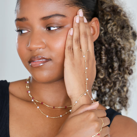 “Classic Pearl Hand Chain” – 14k Solid Gold
