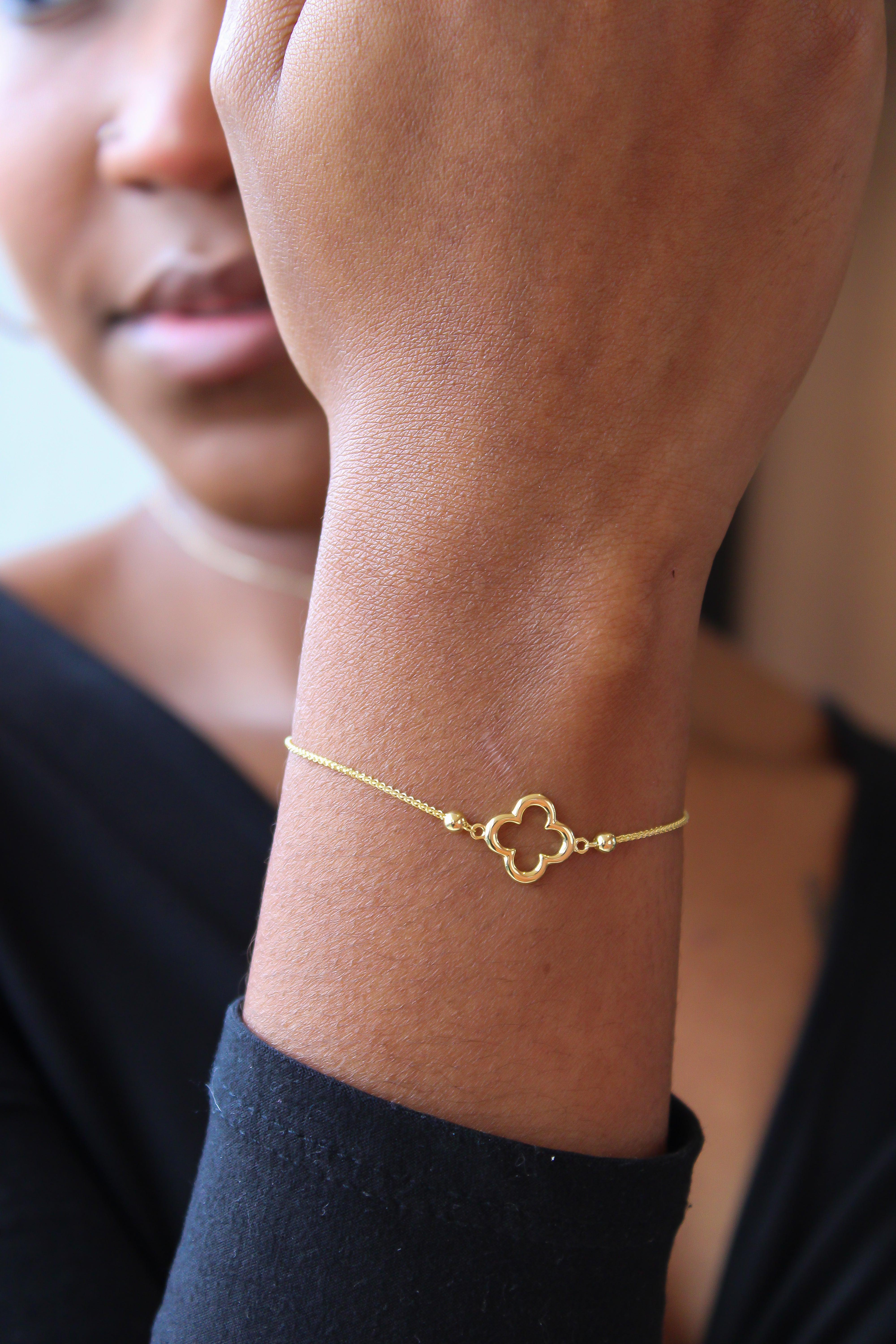 “Everyday Clover” Bracelet – 14k Solid Gold