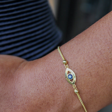 “Golden Evil Eye” Bracelet – 10k Solid Gold