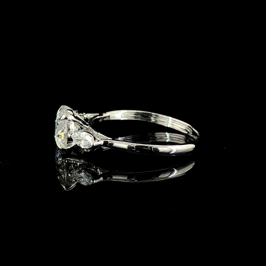“Marquise Accents” Engagement Ring – 2.63CT Lab Diamond