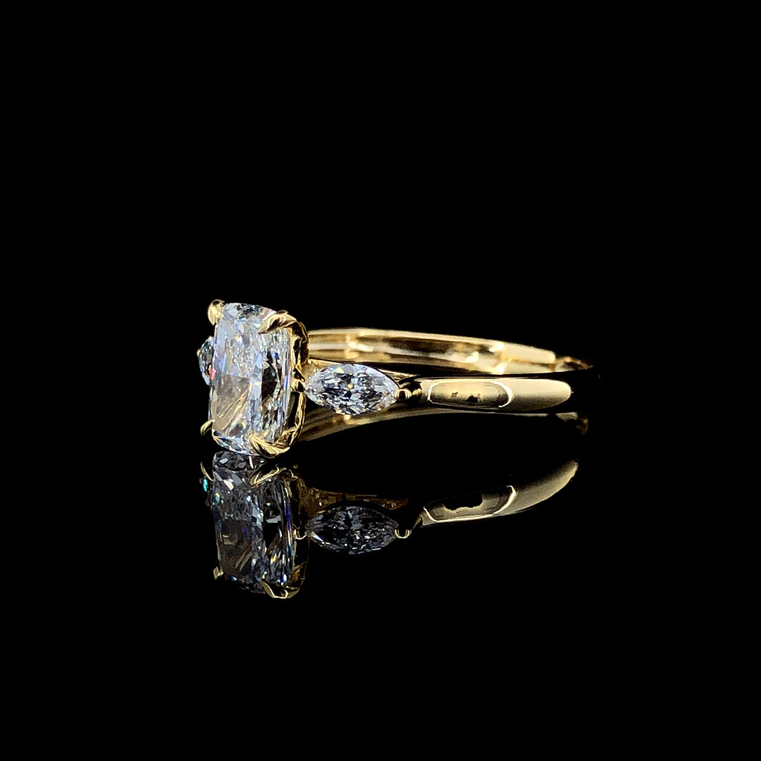 “Golden Cushion” Engagement Ring – 1.04 CT Lab Diamond