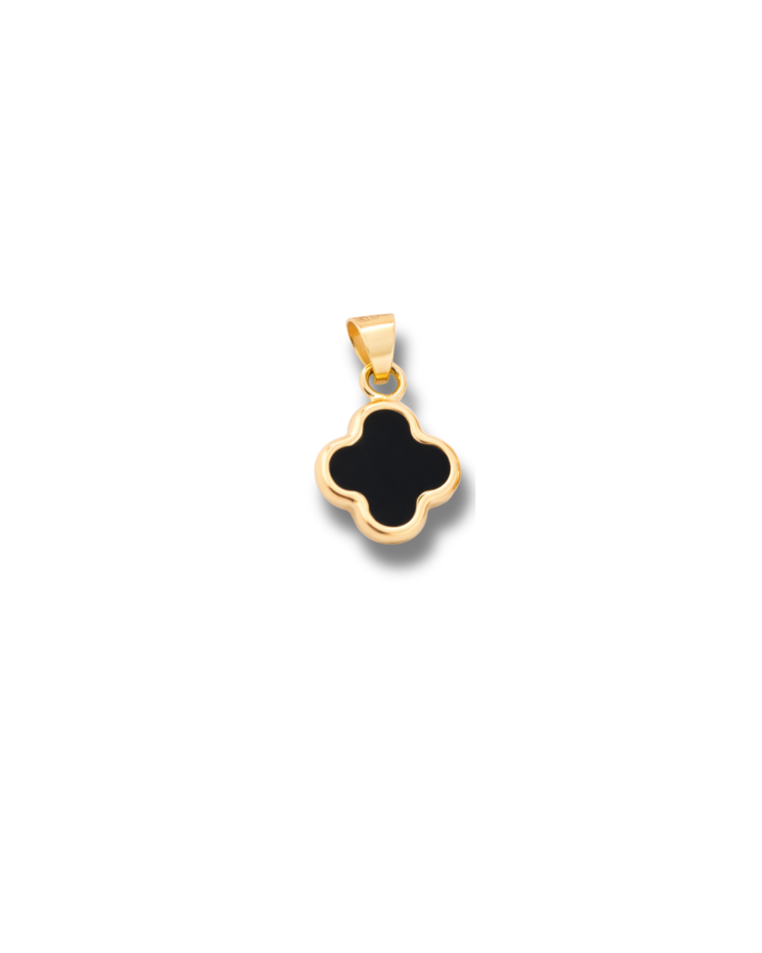 “Pearl & Noir Clover” Charm – Solid Gold