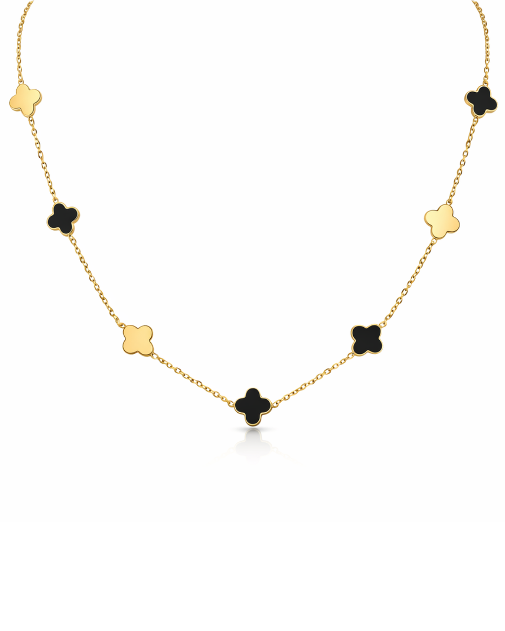 “Lucky Duo” Clover Necklace – 14k Solid Gold